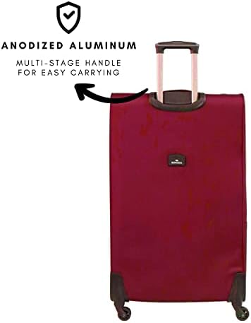 Sonada Lighweight luggage 4 Wheels Softside Suitcase for travel, ANTI Theft Digit Lock (Set of 3, Red)
