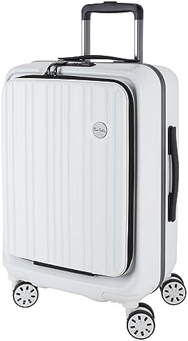 Pierre Cardin 20 Inch laptop trolley bag Strong shell Front Pocket with Laptop Compartment rolling laptop bag for business and Travel, TSA Approved Lock (PC86326-White