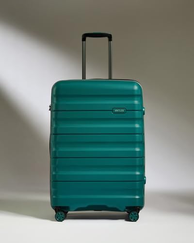 ANTLER - Lincoln Hard Shell Large Suitcase - Durable, Lightweight & Expandable, 4 Spinner Wheels - Adjustable Handle, TSA Lock, 80cm - Teal