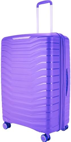 Pierre Cardin Unbreakable Luggage,Expandable Zipper,4 Spiner Whels, Set of 4 PCS (Purple)
