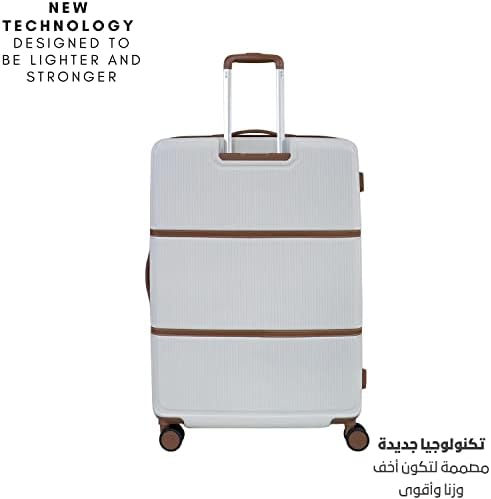 Pierre Cardin Luggage TSA Approved Suitcase for Travel, ANTI Theft Double Zipper Travel bag, Skyline Collection (Checked Luggage 29 Inch, White)