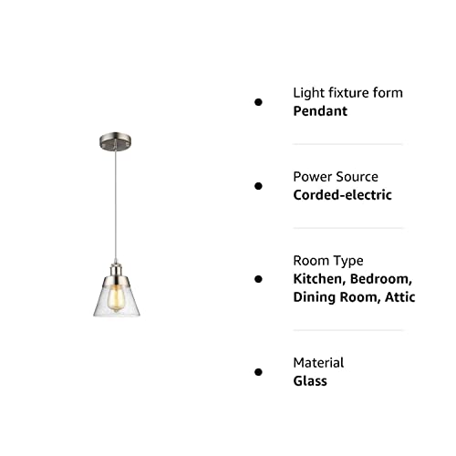 مصباح معلق عصري من الزجاج مع غطاء زجاجي شفاف منفوخ يدويًا، مطلي بالنيكل المصقول