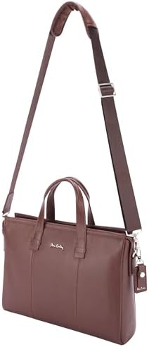 Pierre Cardin Unisex Premium Business Laptop Briefcase 15.6-Inch Laptop Bag Large Capacity Messenger Bag Soft Top Handle Handbag With Long Straps Travel Office Work PB87072 Brown
