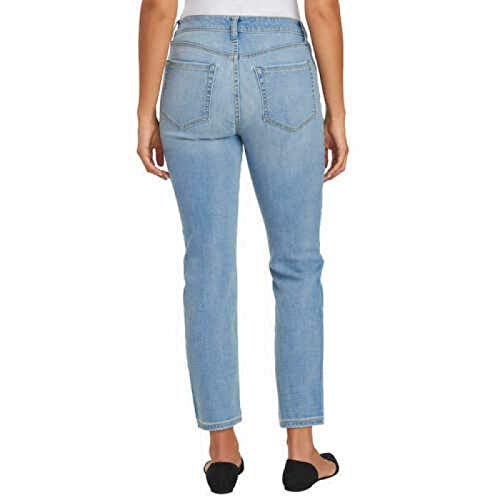 المقاس 25 - بنطلون جينز نسائي ضيق بخصر مرتفع وقصة مستقيمة حتى الكاحل من Ella Moss، مقاس 12 أزرق فاتح