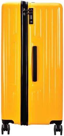 LUSHBERRY AXEL Luggage (29 INCH) Trunk Size Luggage Polycarbonate Hard Case Japan Hinomoto Double Wheels Anti Theft Travel Bags Suitcase International Lock Large Capacity Volume (Yellow)