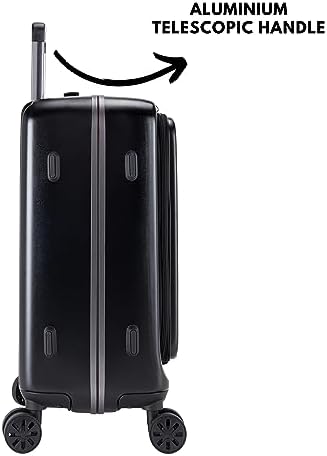 Pierre Cardin 20 Inch laptop trolley bag Strong shell Front Pocket with Laptop Compartment rolling laptop bag for business and Travel, TSA Approved Lock (PC86326-Black)