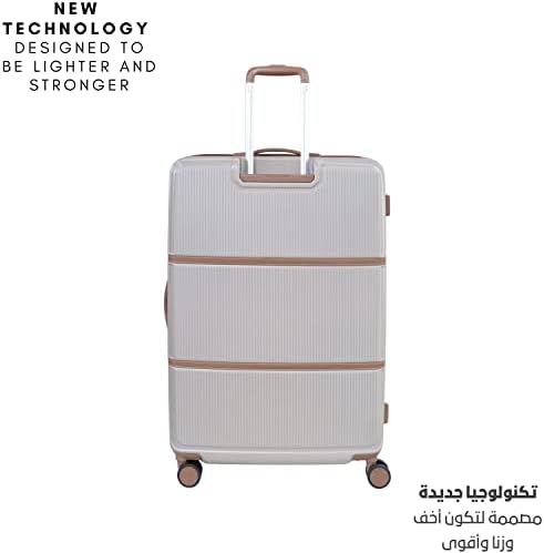 Pierre Cardin Luggage TSA Approved Suitcase for Travel, ANTI Theft Double Zipper Travel bag, Skyline Collection (Checked Luggage 29 Inch, Champagne)