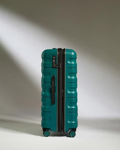 ANTLER - Lincoln Hard Shell Large Suitcase - Durable, Lightweight & Expandable, 4 Spinner Wheels - Adjustable Handle, TSA Lock, 80cm - Teal
