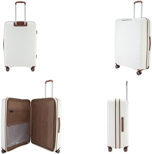 Pierre Cardin Unbreakable Luggage,Expandable Zipper,4 Spiner Whels, Set of 4 PCS (White)