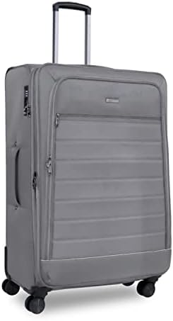 Pierre Cardin Lightweight Luggage TSA Approved Suitcase for Travel, ANTI Theft Double Zipper, 4 Double Wheels, Gallen Collection (Set of 3, Grey)