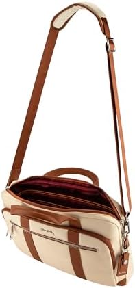 Pierre Cardin Unisex Premium Business Laptop Briefcase 15.6-Inch Laptop Bag Large Capacity Messenger Bag Soft Top Handle Handbag With Long Straps Travel Office Work PB87092 Brown