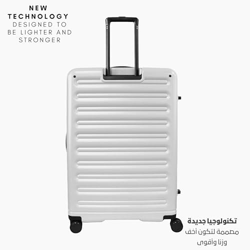 Pierre Cardin Front Zipper Luggage Lightweight Hardside Suitcase for Travel, TSA Approved, ANTI Theft Double Zipper (WHITE, Set of 3)