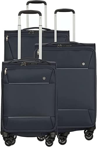 ANTLER Softside Luggage BRIXHAM Collection Lightest suitcase ever made by ANTLER UK, TSA Approved, Anti Theft Double Zipper Luggage for travel (Set of 3, Navy)