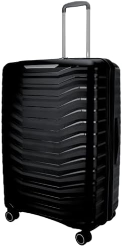 Pierre Cardin Unbreakable Luggage,Expandable Zipper,4 Spiner Whels, Set of 4 PCS (Black)