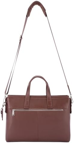 Pierre Cardin Unisex Premium Business Laptop Briefcase 15.6-Inch Laptop Bag Large Capacity Messenger Bag Soft Top Handle Handbag With Long Straps Travel Office Work PB87072 Brown