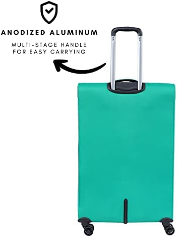 Pierre Cardin Luggage Softside Lightweight Suitcase for Travel, TSA Approved Lock, Anti Theft Double Zipper, Mercury Collection (Set of 3, Teal)
