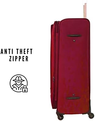 Sonada Lighweight luggage 4 Wheels Softside Suitcase for travel, ANTI Theft Digit Lock (Set of 3, Red)