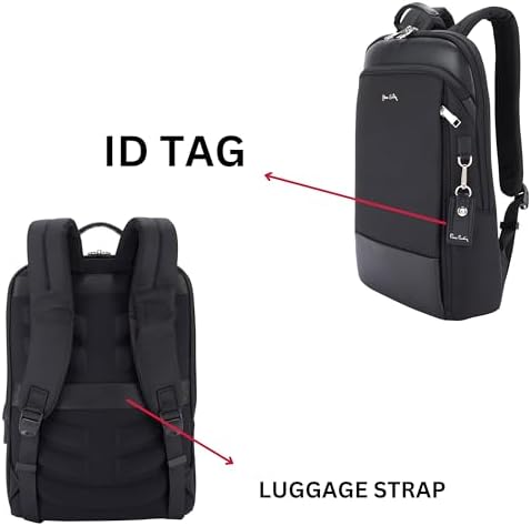 Pierre Cardin Unisex Professional Travel Laptop Backpack, Extensible Business Bag, Water Resistant College Backpack PB87071 Black