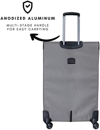 Pierre Cardin Lightweight Luggage TSA Approved Suitcase for Travel, ANTI Theft Double Zipper, 4 Double Wheels, Gallen Collection (Set of 3, Grey)