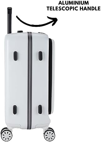 Pierre Cardin 20 Inch laptop trolley bag Strong shell Front Pocket with Laptop Compartment rolling laptop bag for business and Travel, TSA Approved Lock (PC86326-White