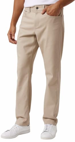 SIZE 36X30 - IZOD Mens Mid-Weight Comfort Stretch Knit Denim 5 Pocket Pant (US, Waist Inseam, Regular, Tan)