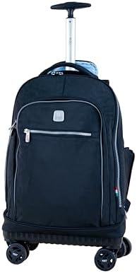 WIRES 4 Wheels printed trolley 19" wtih lunch bag and pencil case (black 1)