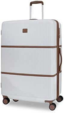 Pierre Cardin Luggage TSA Approved Suitcase for Travel, ANTI Theft Double Zipper Travel bag, Skyline Collection (Checked Luggage 29 Inch, White)