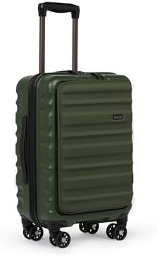 ANTLER - Cabin Suitcase with Pocket - Carry On Suitcase, Green - 56x35x23, Lightweight Suitcase for Travel & Holidays - Small Suitcase with Wheels - TSA Approved Locks
