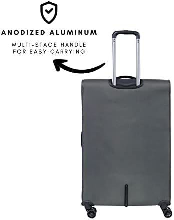Pierre Cardin Luggage Softside Lightweight Suitcase for Travel, TSA Approved Lock, Anti Theft Double Zipper, Mercury Collection (Set of 3, Grey)