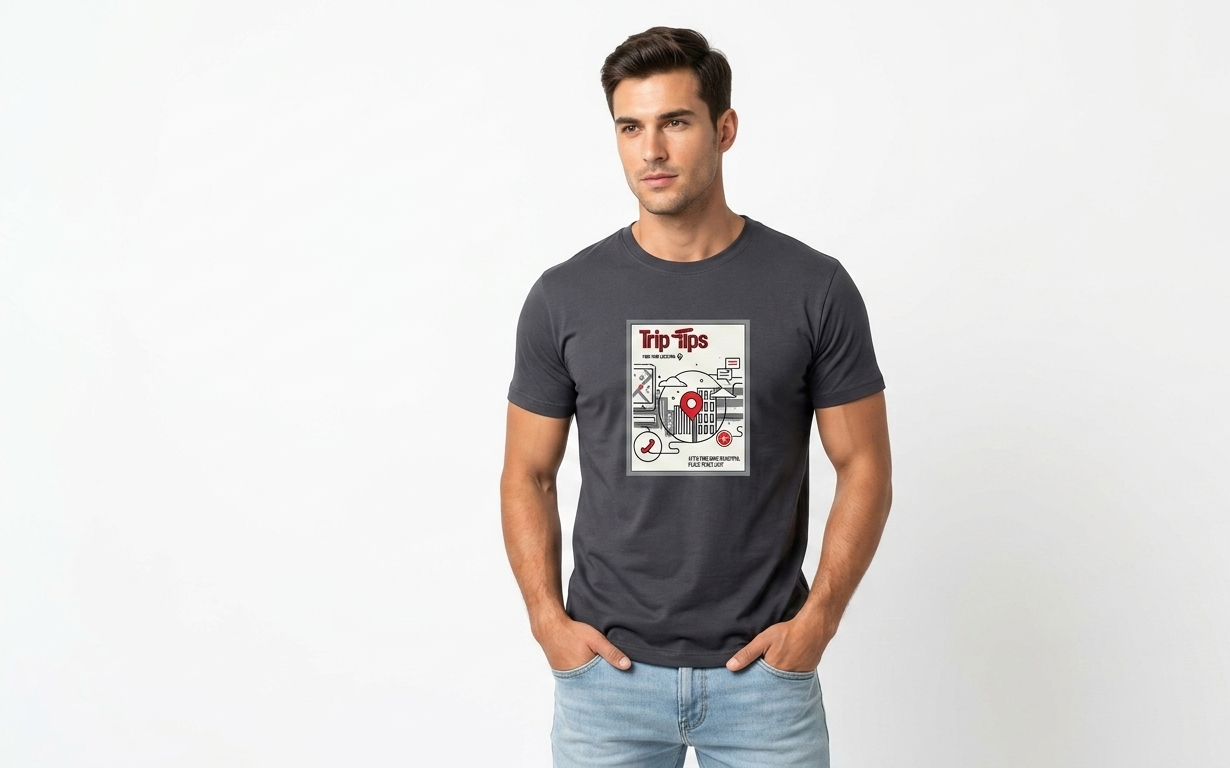 ACHIVER DARK NAVY BLUE PRINTED T-SHIRT MEN