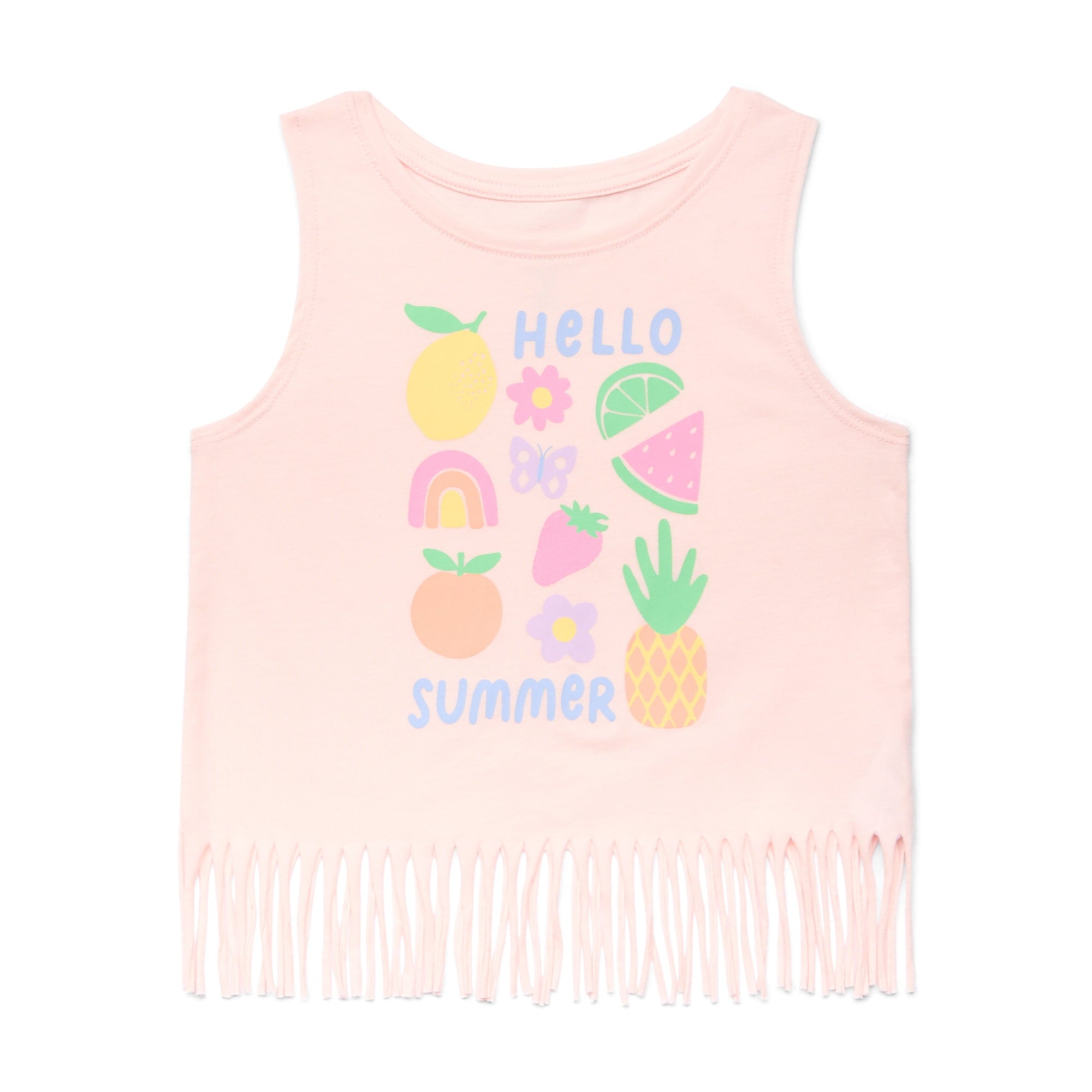 SIZE: 7Y - 365 Kids by Garanimals Girls Fringe Tank