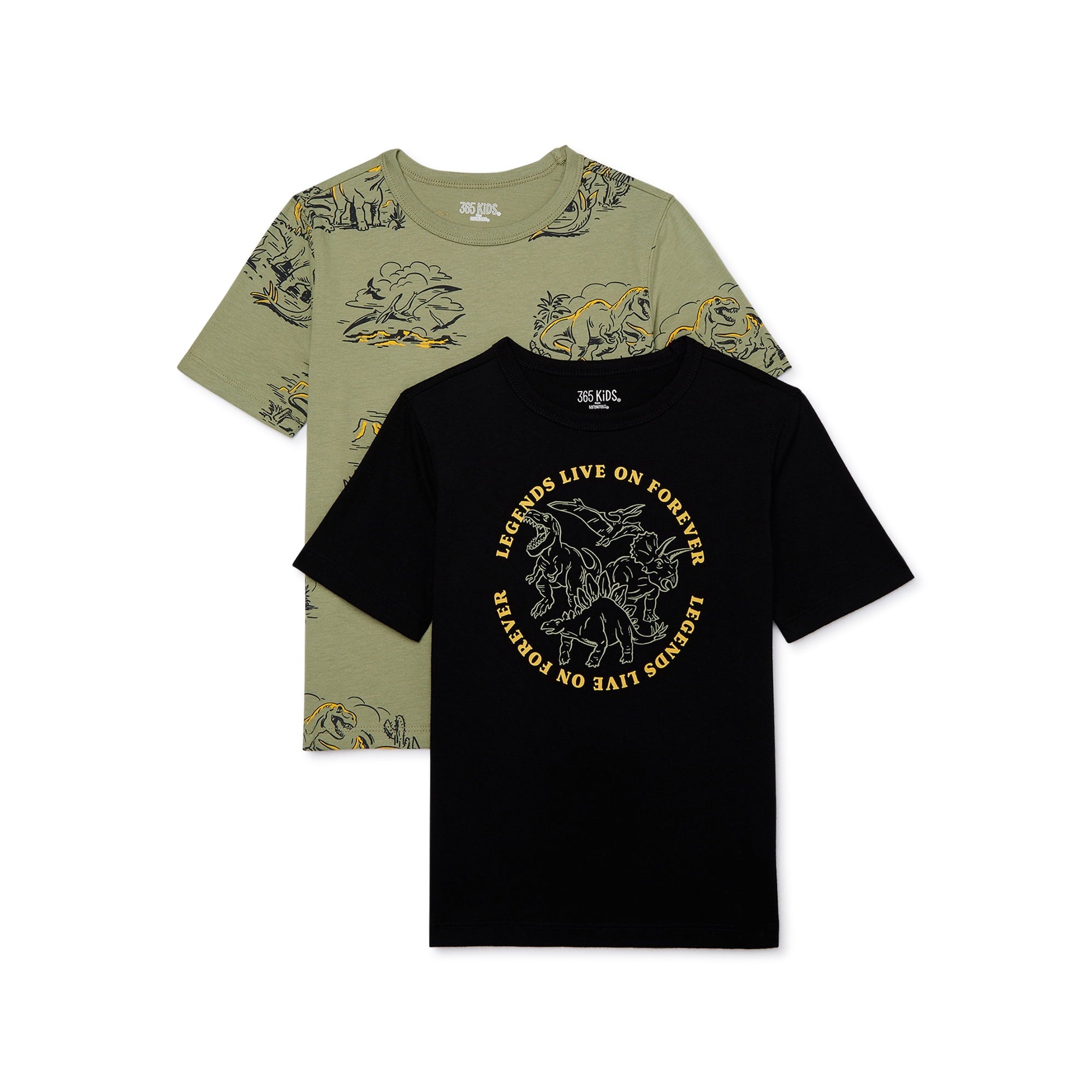 المقاس: 6 - 365 تيشيرتات أطفال من Garanimals للأولاد بأكمام قصيرة، عبوة من قطعتين (أسود وأخضر)