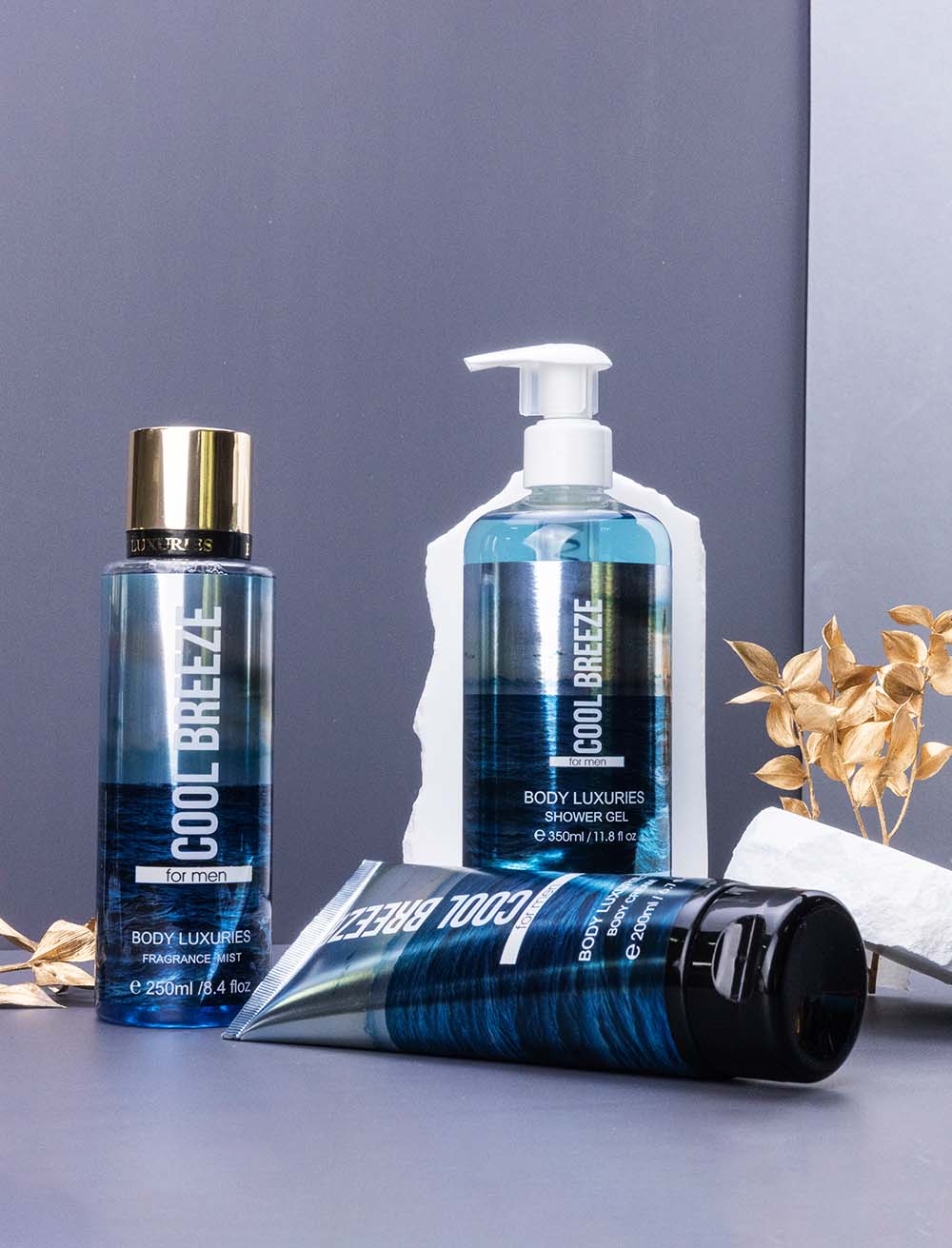 Body Luxuries Cool Breeze For 200ml Body Cream + 250ml Fragrance + 350ml Shower Gel