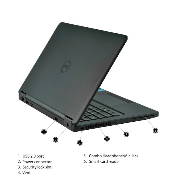 Dell Latitude E5250 | 12.5" (1366 x 768) Display Laptop | Intel Core i5-5300U, 8GB RAM 256GB SSD | Windows 10 Pro – Black- Used