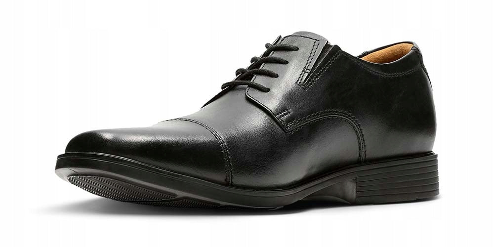 Clarks Tilden Cap Black Leather Stylish Shoe (11064249652)