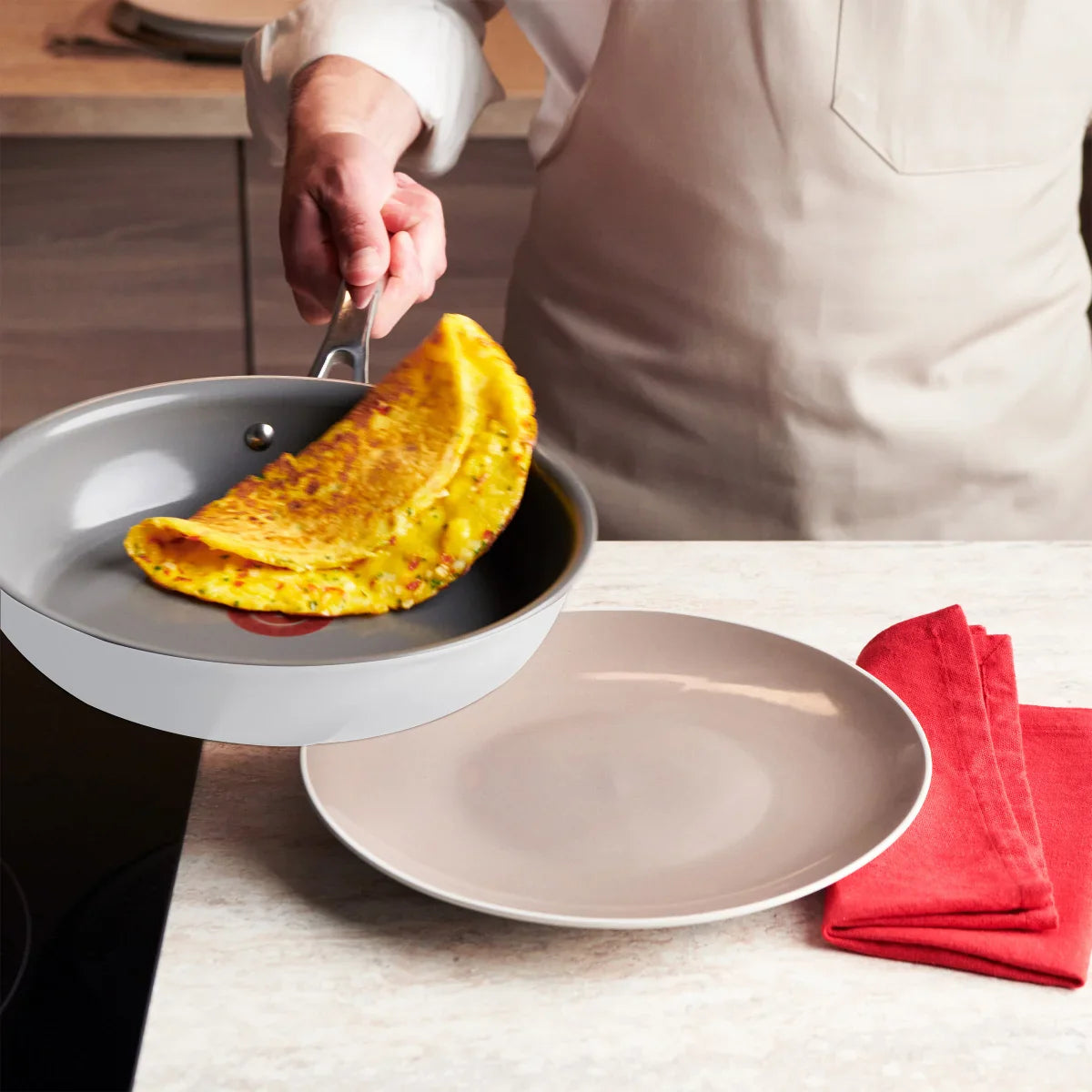 طقم أواني طهي تيفال إكسلنس سيراميك غير لاصق، 10 قطع