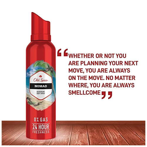 Old Spice Deodorant Body Spray - Nomad, 0% Gas & 24 Hour Freshness, Long-Lasting Fragrance, 140 ml