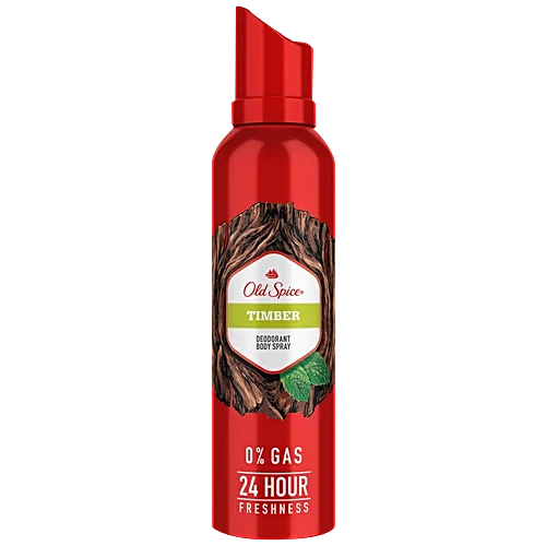Old Spice Deodorant Body Spray - Timber, 0% Gas & 24 Hour Freshness, Long-Lasting Fragrance, 140 ml