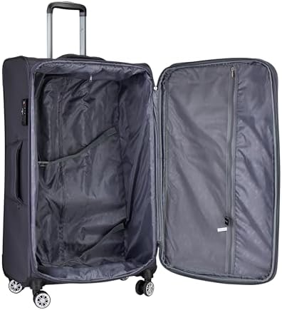 Pierre Cardin Softside Luggage Set of 3 Extra Large Size, Premium and Lightweight Fabric Material Suitcase, ANTI Theft Double Zipper, Expandable, 4 Double Wheels (Grey)