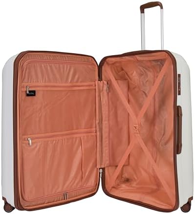 Pierre Cardin Unbreakable Luggage Set of 4, Anti Theft Double Zipper With TSA Approved Lock Suitcase for Travel, 4 Double Silent Wheels, Expandable Zipper for More Space, Unisex Suitcase (White)