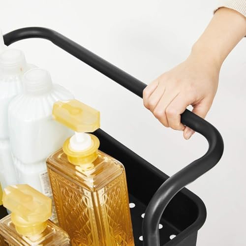 Prince horizon Rolling Storage Utility Cart, Multifunctional Metal Frame Storage Cart for Office, Home, Kitchen, Bedroom, Bathroom, Laundry Room (Black, 39x36x80 CM)