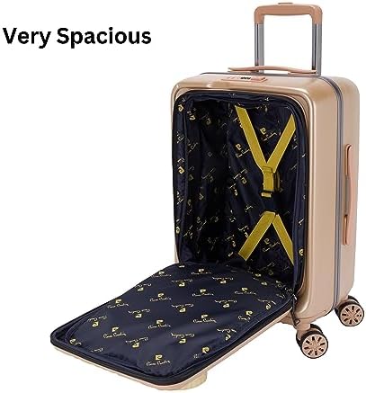 Pierre Cardin 20 Inch laptop trolley bag Strong shell Front Pocket with Laptop Compartment rolling laptop bag for business and Travel, TSA Approved Lock (PC86326-Champagne)