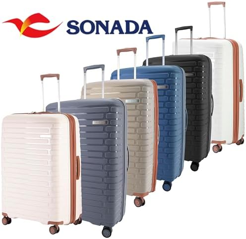 Sonada Unbreakable Luggage Unisex,Double Zipper,Expandable, TSA Lock With 4 Double Silent Wheels Set of 4 (CHMPAGNE)