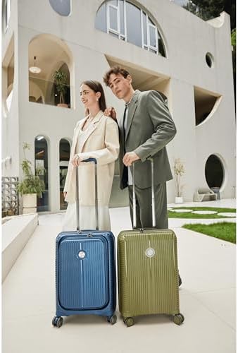 VERAGE Unbreakable Luggage Set of 3 TSA Approved Lock, Expandale Suitcase for Travel, Anti Theft Double Zipper.Front Pocket 3 Size (Peach)