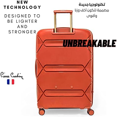 Pierre Cardin UNBREAKABLE Luggage Lightweight suitcase for travel TSA Approved, Double Zipper (Set of 4, Peach)