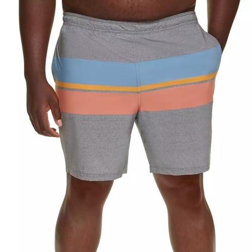 المقاس: XL - شورت سباحة رجالي من KIRKLAND Signature (مقاس أمريكي، Alpha، مقاس كبير جدًا، عادي، عادي، مخطط باللون الرمادي)