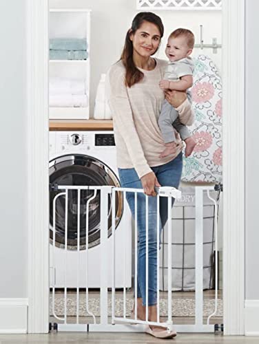 Regalo Easy Step Fits opening 73.66 cm X 97.79 cm wide, 76.2 cm High Walk Through Baby Gate, white