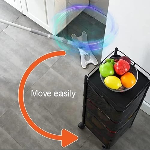 Prince horizon Multi-Layer Kitchen Storage Shelf, Rotatable Kitchen Fruit Vegetable Storage Basket, Storage Rack Floor Standing, (White, 28x28x61 CM)