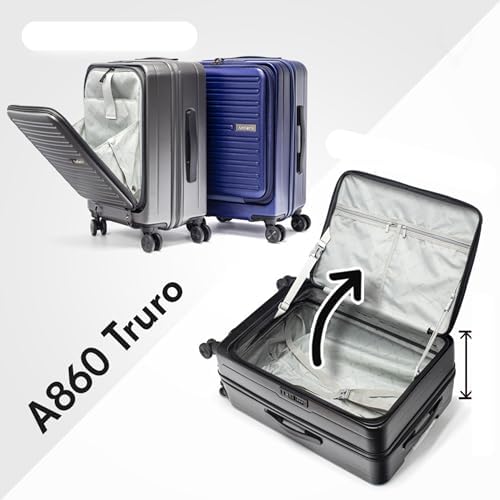 ANTLER Front Pocket Hardside Luggage Set of 2, Expandable 4 Double Wheeled Suitcase for Travel And business Trip. Anti Theft Double Zipper, TSA Lock (Blue)