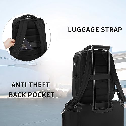 VERAGE 16 Inch Laptop Backpack Travel Anti Theft Durable Laptops Backpack with USB Charging Port,Water Resistant Business Bag for Women & Men, Black, One Size, Business Travel Work Laptop Backpack